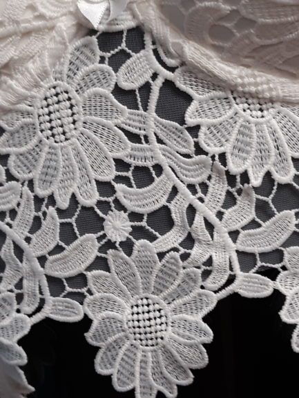 Escante Guipure Lace & Mesh Cotton Lined Thong- White- Large E59123-L
