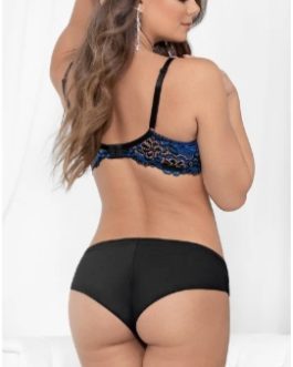Escante Two-toned Laced Panty- Black/Blue- Large