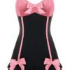 Babydoll w/ Satin Bow Accents- Pink/Black- 4X E55121-BLK/RED-32