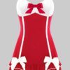 Babydoll w/ Satin Bow Accents- Red/White- Large
