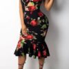 Black Sundress with Floral Print- Small