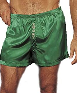 Shirley of Hollywood Charmeuse “LUCKY” Men’s Boxers- Green- Large