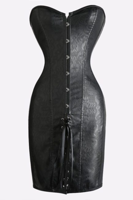 Faux Leather Corset Dress- Black- Large 013267-BLK-L