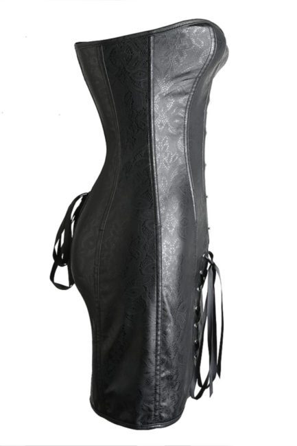 Faux Leather Corset Dress- Black- Medium 013267-BLK-M