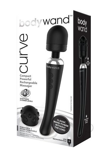 Bodywand Curve- Compact Powerful Rechargeable Massager- Black BW151-BLK