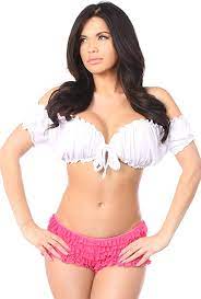 Daisy Corsets Tie-Front Peasant Top- White- Regular One Size