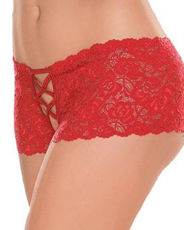 Escante Heart Back Jewel Open Crotch Panty- Red- One Size