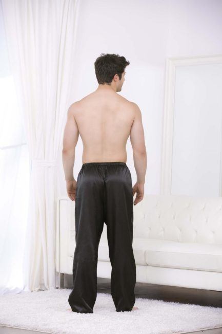 Escante Men's Satin Lounge Pants- Black- Large