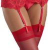 Escante Lace Garterbelt W/ Satin Bow Details- Red- Large E3049-RED-M