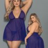 *NEW* Escante Euphoria Collection Sheer Babydoll- Midnight Purple- Queen One Size BW2147-S