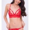 Escante I "Heart" You Jeweled Bra & Panty Set- Red- Large E59037-RED-M