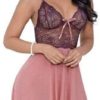 Escante Plum Wine Sheer Lace Babydoll w/ Matching G-String - Small E35707-NDE/GRN-1X
