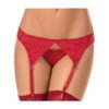 Escante Lace Garterbelt- Red- One Size Queen X20412-RED-1/2