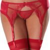Escante Satin & Lace Garterbelt w/ Open Back- Red- One Size E54006-RED-OS