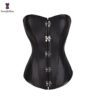 Faux Leather Corset w/ Clasp Closure Front- Black- Small