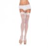 Leg Avenue Nylon Sheer Thigh Highs w/ Lace Top- White- Queen SOH90357-BLK