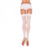Leg Avenue Sheer Lace Top Thigh Highs w/ Back Seam- White- Queen LA1022Q-RED