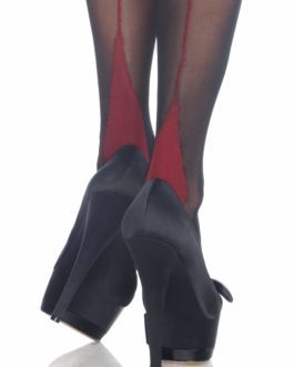 Leg Avenue Cuban Heel Thigh High Stockings w/ Corset Lace Top- Red/Black- One Size