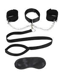 Lux Fetish Collar & Removable Leash- Includes Satin Blindfold
