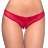 Oh La La Cherie Crotchless Thong w/ Pearls & Venice Detail- Red- One Size E55172-RED