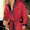 Shirley of Hollywood Charmeuse Red Robe w/ Black Trim and Belt- One Size 20061RED-XL