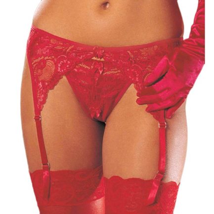 Shirley of Hollywood Lace Garterbelt- Red- 1X/2X X20412-RED-1/2
