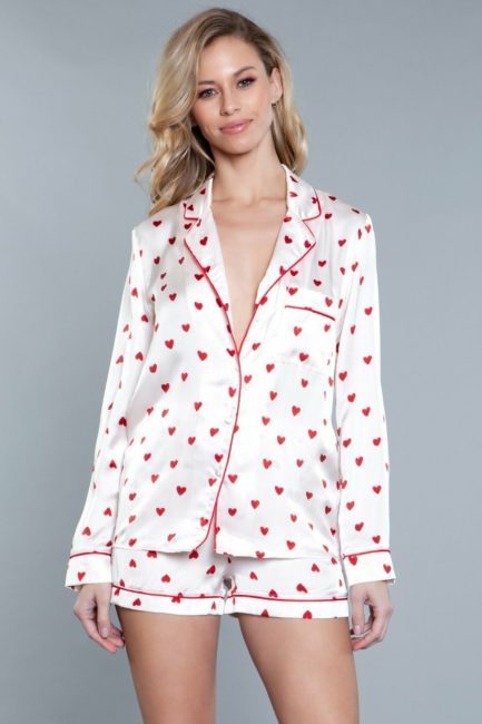 *NEW* Harper Pajama Set- White/Red- Large BW1887WR-L