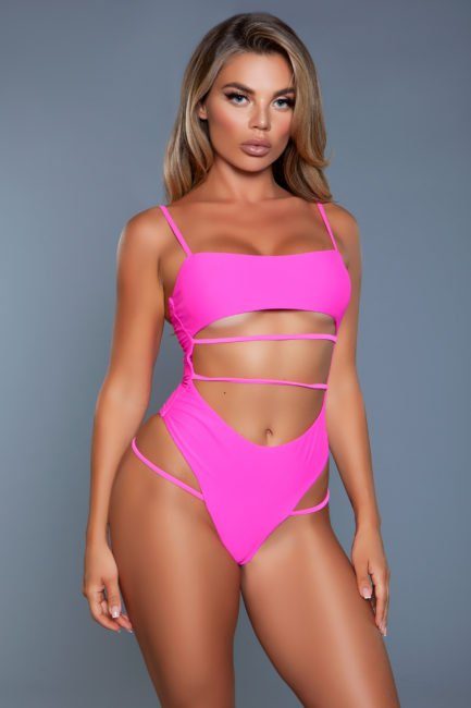 **NEW** Be Wicked Venetia Swimsuit- Neon Pink- Large BW2126NP-L