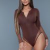 **NEW** Be Wicked Malibu Zip Up Swimsuit- Brown- Large BW2220-BRWN-XL
