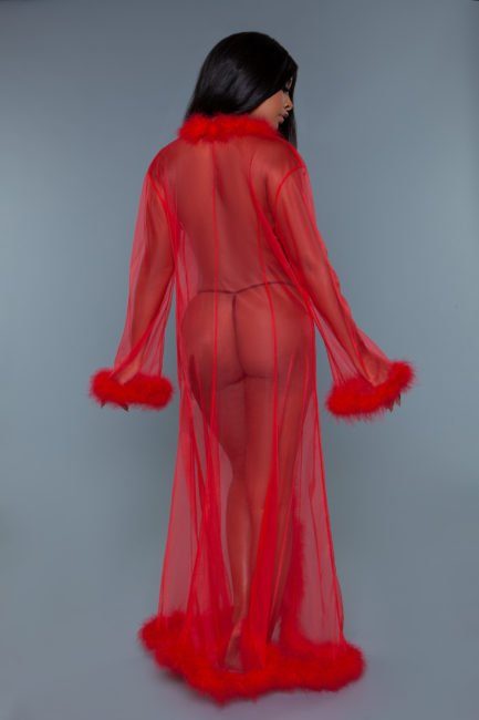 *NEW* Sheer Marabou Robe- Red- Regular One Size BW1650RD-OS