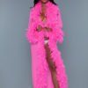 *NEW* Feather Trimmed Glamour Robe- Hot Pink- Regular One Size BW1650CP-OS