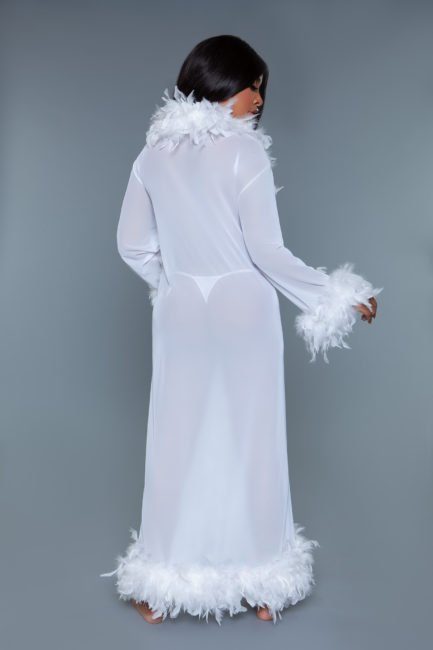 *NEW* Sheer Long Glamour Robe- White- Regular One Size BW834WT-OS