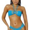 Elegant Moments Lycra Bikini Top and Matching G-String- Turquoise- One Size EM-8960